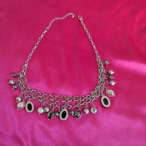 A silver necklace